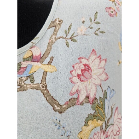 H&M GP&J Baker Collab Top Womens sz 8 Floral Bird Blouse Mint Blue Cottagecore - Picture 4 of 14